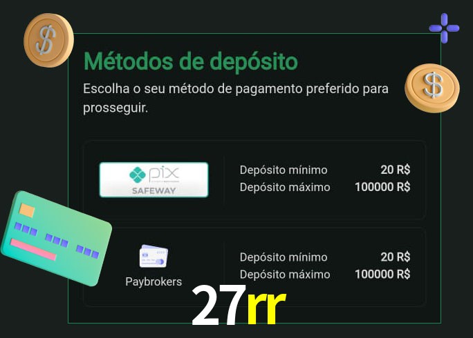 O cassino 27rr oferece uma grande variedade de métodos de pagamento